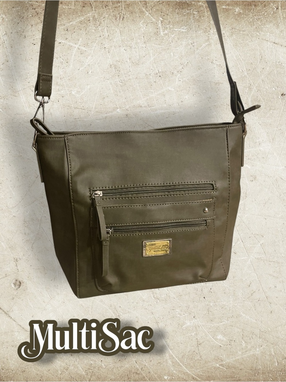 MultiSac Reeves Large Hobo Crossbody Bag Purse Caper Heirloom Olive Green Gold